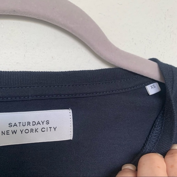 NWT Anthropologie Saturdays origami T-shirt top XSmall blue short sleeves tee - Picture 5 of 7